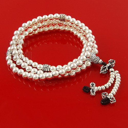 原创设计纯银108颗珠手链念珠饰品多层手串包邮