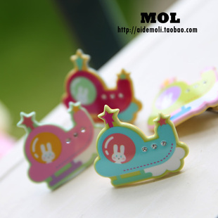 韩国进口 AZNAVOUR AZ 小兔子开飞机卡通可爱发夹边夹鸭嘴夹