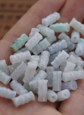 20967玉DIY节节高10MM*4MM天然翡翠A货小竹节管珠手做手链