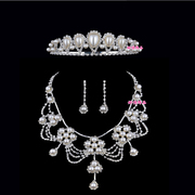 Good smart bride Crown Necklace Earring Set wedding accessories wedding jewelry three piece kit-mail