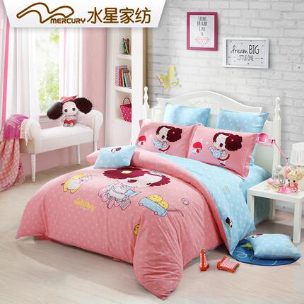 水星家纺 全棉磨毛守护冬己四件套 纯棉被套加厚保暖套件卡通床品
