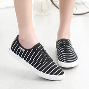 Specials clearance 2015 summer stripe lace low cut sneakers women students with flat shoes and leisure Korean ball shoes