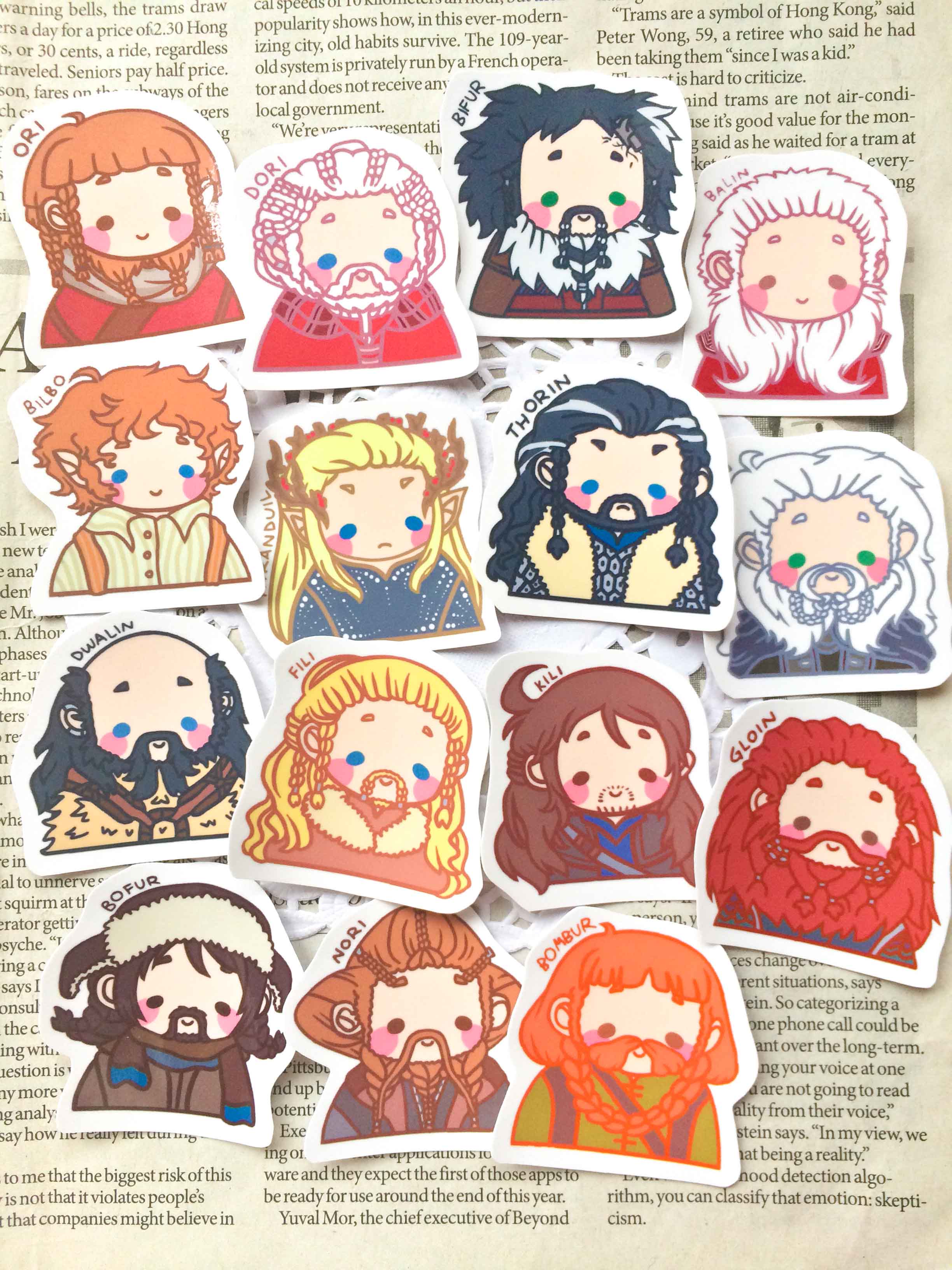 霍比特人 hobbit 魔戒 超萌可爱q版贴纸 自制周边防水箱贴 15枚入