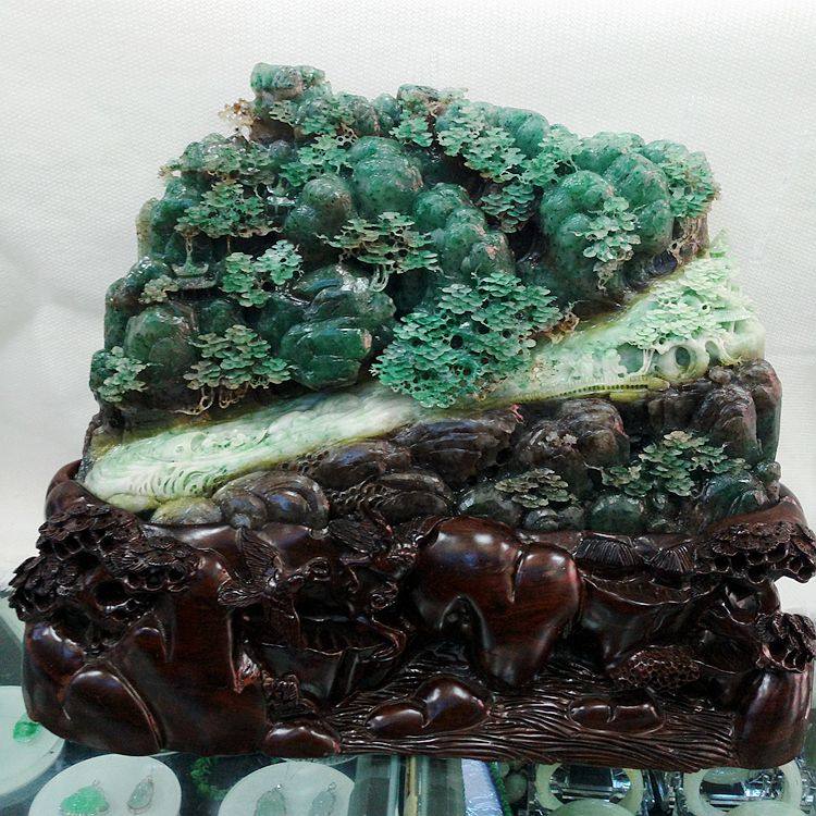 国之精品 青山绿水 中国四大名玉独山玉精雕天蓝意境风水山子摆件