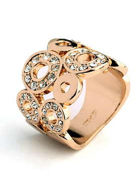 红苹果镶钻镂空宽版时尚流行首饰