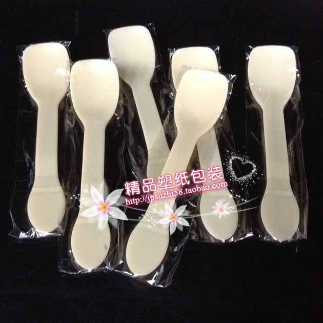 一次性塑料勺子加厚冰淇淋勺 单支独立布丁勺酸奶勺 黄色冰激凌勺