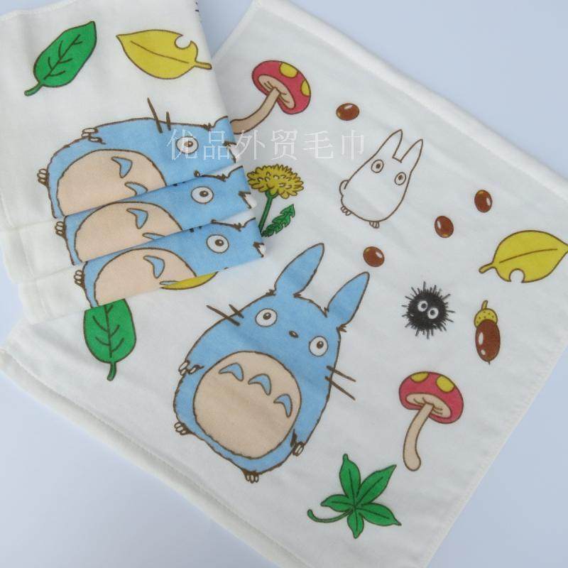日本原单动画totoro方巾双层纱布