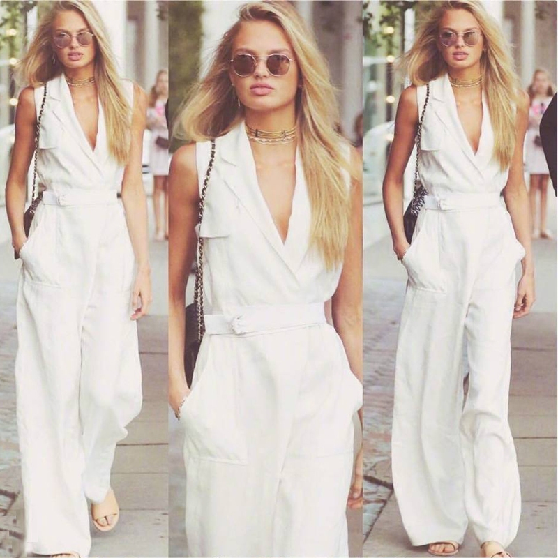 时装周超模romee街拍同款修身清凉夏装连体裤连衣裤连身裤休闲裤