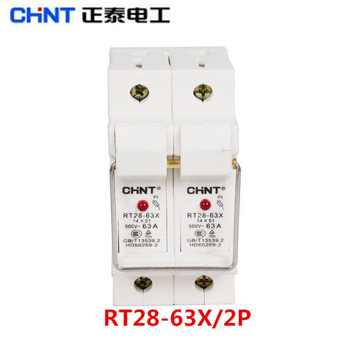 新款 正泰熔断器底座 RT28 X 2P 带灯 导轨式 RT18-63熔座
