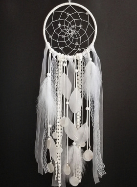 dream catcher捕梦网挂饰创意家居礼物室内高质感白色羽毛贝壳款