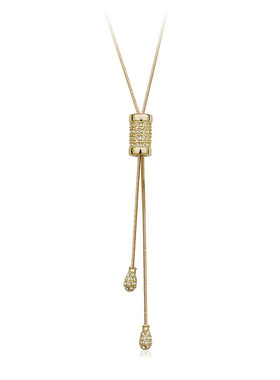 玫瑰金镶钻心灵日韩风毛衣项链