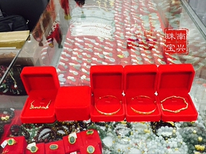 黄金首饰盒手链项链盒红绒红色包邮一两件套项链手链戒指