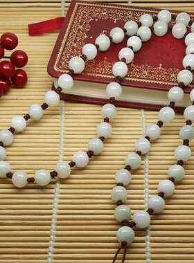 天然翡翠A货玉珠吊坠绳手机挂链