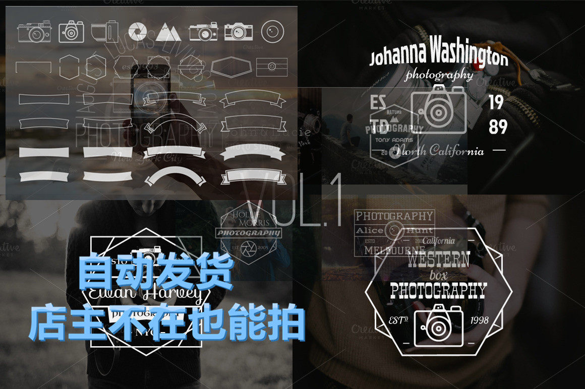 矢量复古风摄像摄影师相机LOGO图标水印 AI EPS PNG免扣设计素材