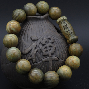 绿檀木雕刻楞严咒字佛珠手串黑檀沉香红檀木檀香念珠手链文玩