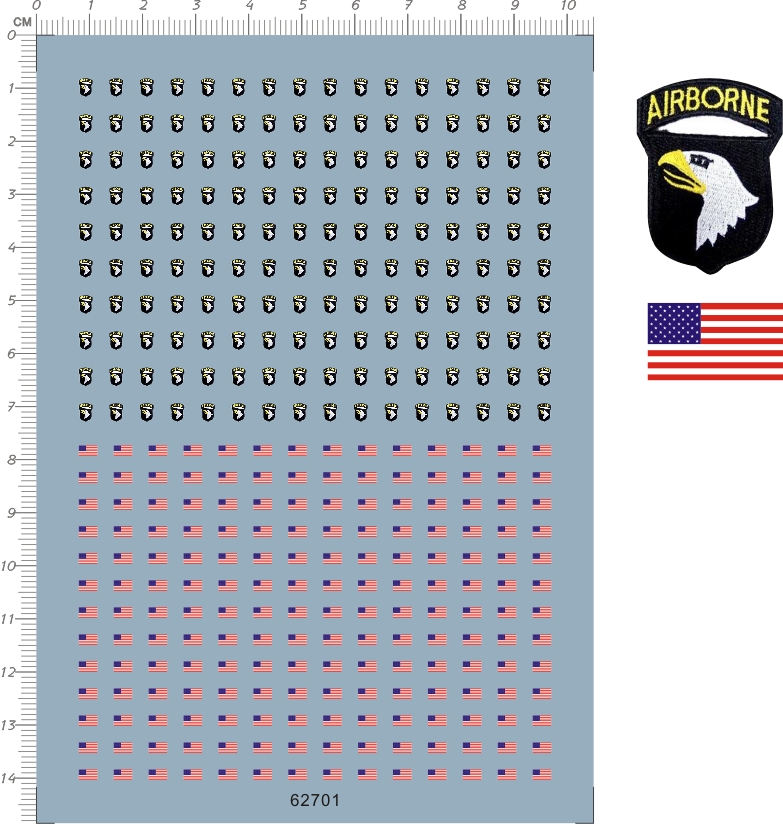 1/35 101空降师臂章兵人臂章美国国旗模型水贴纸 62701 10*14cm