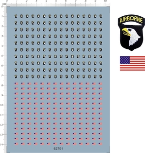 62701 101空降师臂章兵人臂章美国国旗模型水贴纸 14cm