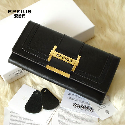 EPEIUS黑色牛皮长款相片质量钱包