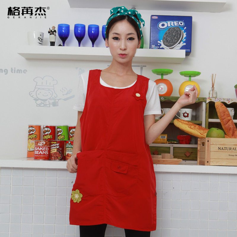 韩版时尚防水料理店布艺家居可爱厨房围裙罩衣工作服套装餐厅包邮