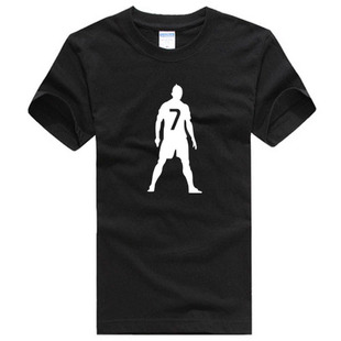 男女足球世界球迷杯罗纳尔多纪念球衣半袖 皇马C罗7号剪影短袖 T恤