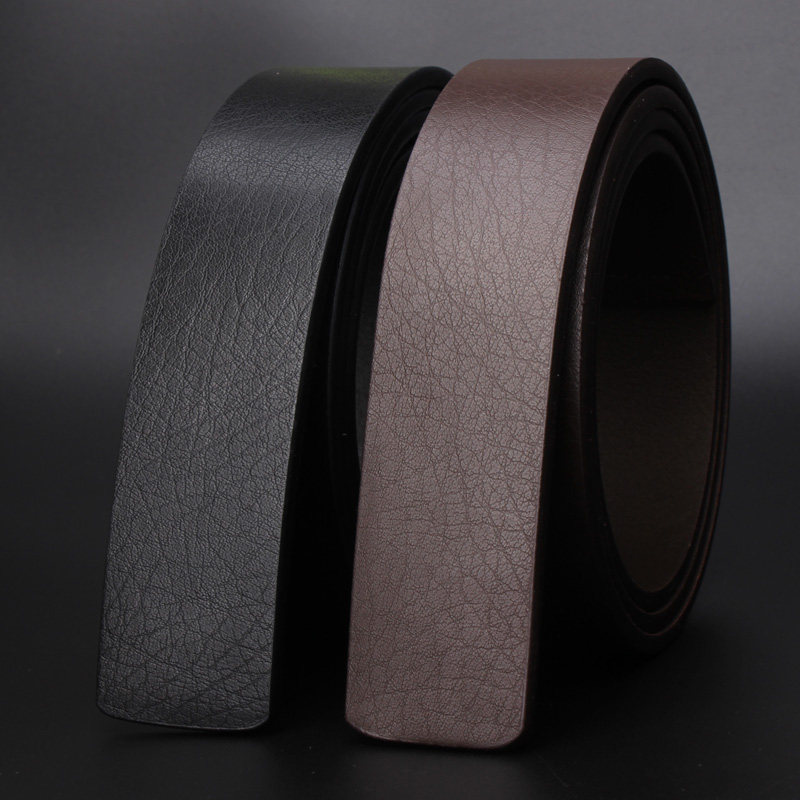 真皮无头无孔无牙皮带条男 无卡槽不带扣滚轴腰带条光面无齿裤带