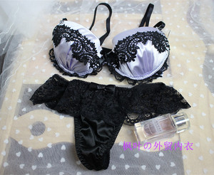 日系雪纺少女性感可爱聚拢文胸刺绣蕾丝边收副乳薄款女士内衣套装