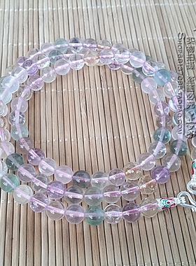 天然五彩色水晶圆珠民族风毛衣项链 泰国佛牌挂链可定制其他款式