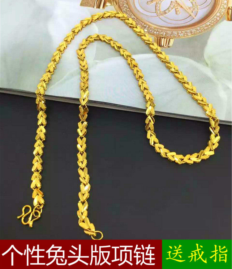 新款欧币金饰品新款不掉色越南沙金兔子头锁骨短款项链女士项链