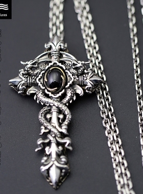 复古泰银十字架朋克风欧美吊坠