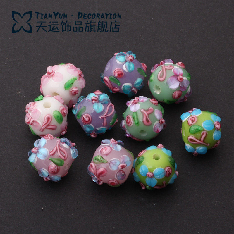 复古文艺范花朵手工饰品琉璃珠