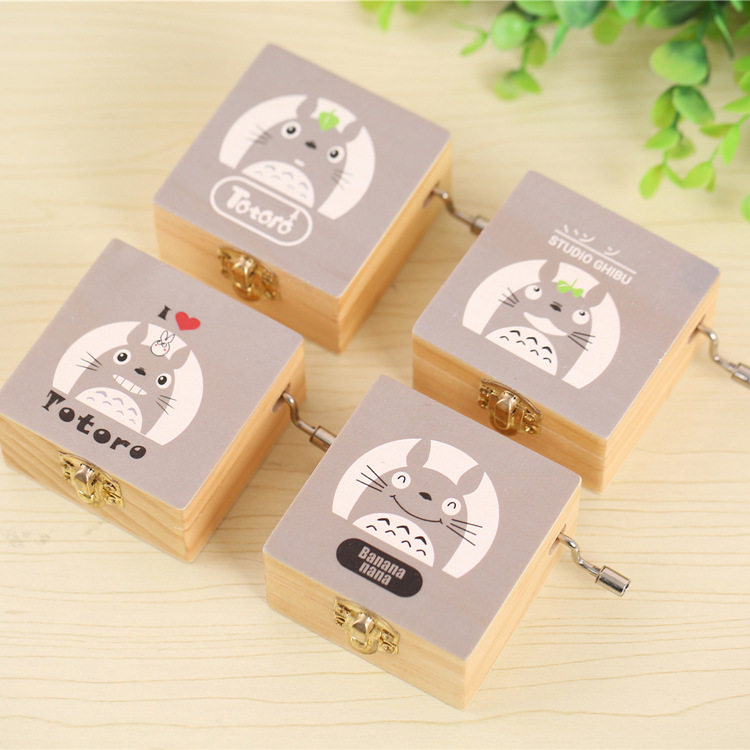 手摇木质音乐盒灰色表情猫咪许愿八音盒创意送同学生日礼物礼品