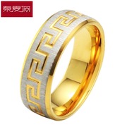 Spring Festival in Golden great wall ring titanium steel men''s aggressive punk Japanese and Korean character accessories fashion rings