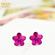 Mu-Mu-jewelry earrings cherry sweet female temperament hypoallergenic earrings Crystal simple Korea Joker 971