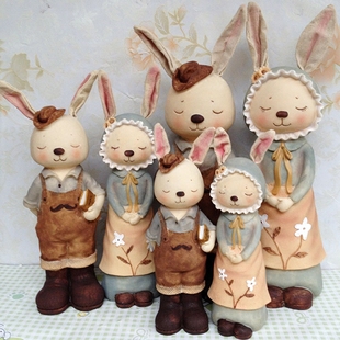 饰品情侣娃娃兔子摆件工艺品存钱罐结婚礼物 新房客厅电视柜家居装