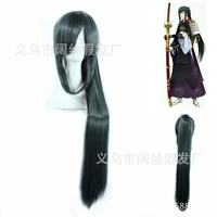 Kiếm Frenzy Taro quá dao dài 110cm tóc thẳng Tóc xanh đậm đuôi ngựa cosplay giả tóc giả - Cosplay cosplay