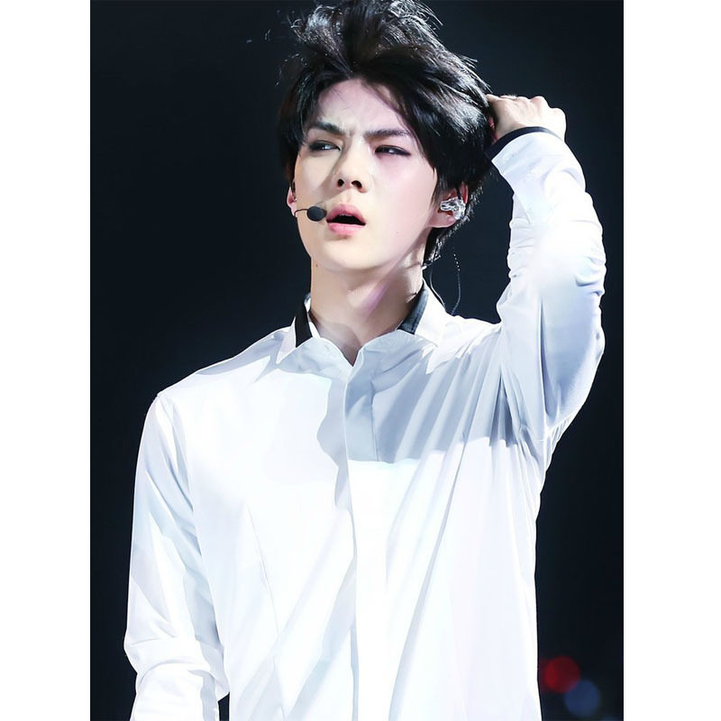 exo吴世勋灿烈love me right演唱会同款白色衬衫长袖男女款打歌服