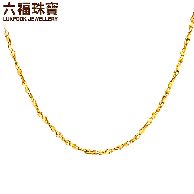 六福珠宝黄金项链女百搭款满天星足金项链金素链计价B01TBGN0009
