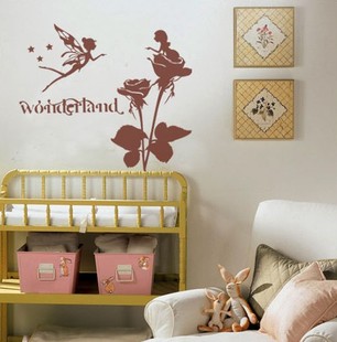 特价 花精灵墙贴 客厅背景卧室床头温馨儿童房可移除墙壁贴纸画