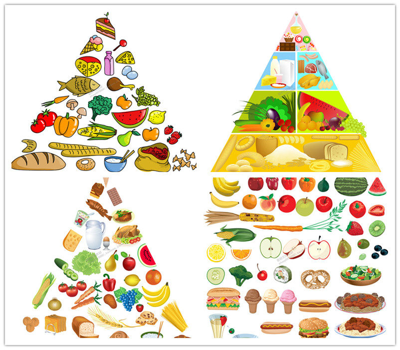 a0778矢量卡通食物元素图营养学金字塔水果蔬菜蛋白质 ai设计素材