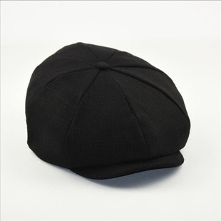 2018春夏新款亚麻透气八角帽 青中年鸭舌帽英伦范 贝雷帽导演帽男