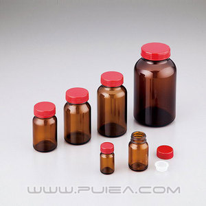广口玻璃试剂瓶 500ml 棕色粗口标准瓶带内盖大口分装瓶进口ASONE