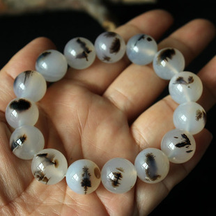 千蕊天然水草玛瑙手链 海洋玉髓手串 小树小草特异花草 实物