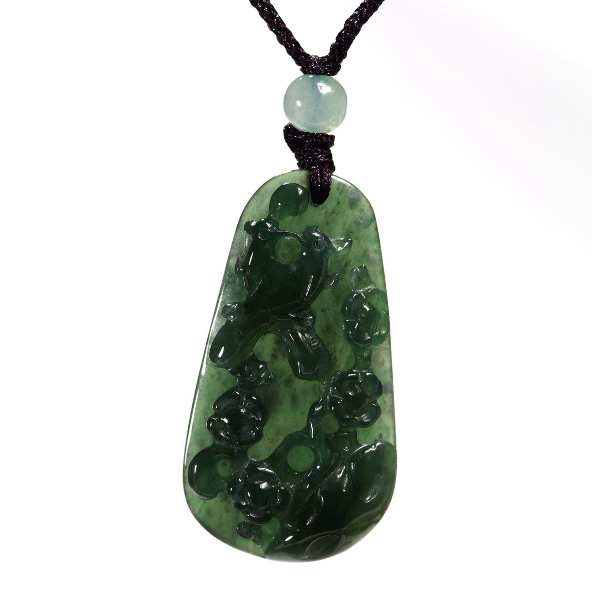 钰达翡翠喜上眉梢挂件 梅枝喜鹊吊坠 青绿色小巧玉挂坠a货玉 711