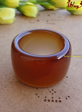 天然无烧蜜糖红玛瑙扳指男款戒指