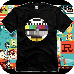纯棉T恤短袖衣服怀旧电视屏幕星期二电视台休息周二80后90后