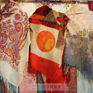 羊毛披肩专柜正品/新疆羊毛围巾/羊毛披肩/印花新疆巴旦木披肩