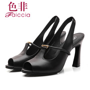 Faiccia/non 2015 summer styles counter fish mouth high heels Horseshoe genuine leather women sandal T240