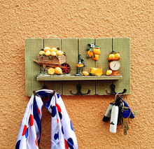 立体水果玄关衣帽架钥匙挂钩创意木质挂衣架墙面房间装 饰壁挂墙饰