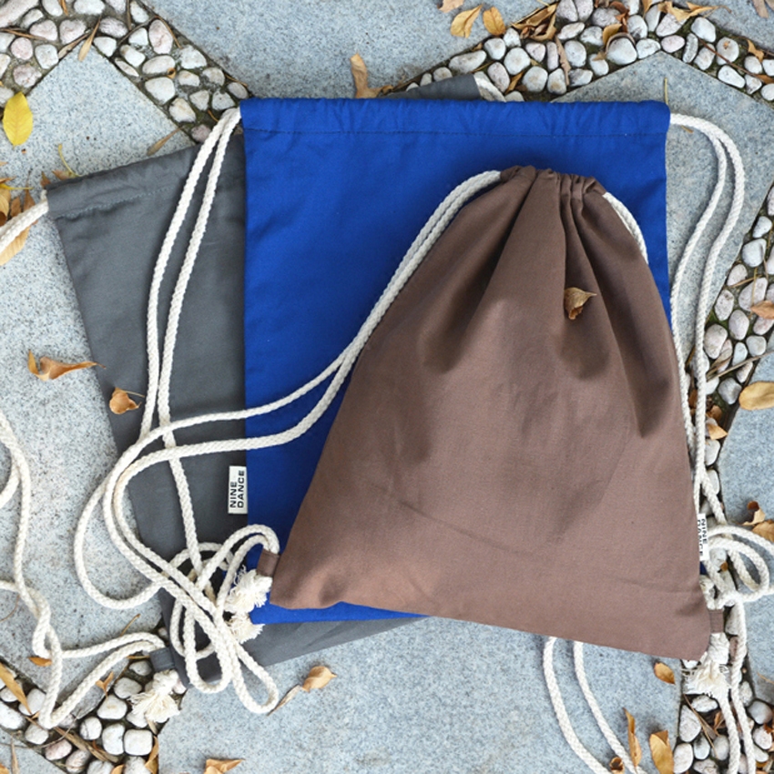 素文艺包邮双层彩色纯色抽绳双肩包女包极简空白百搭帆布袋束口袋