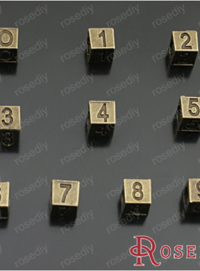 DIY材料 复古合金 手链配件 方皮绳 7MM数字 大孔珠 30个 27079